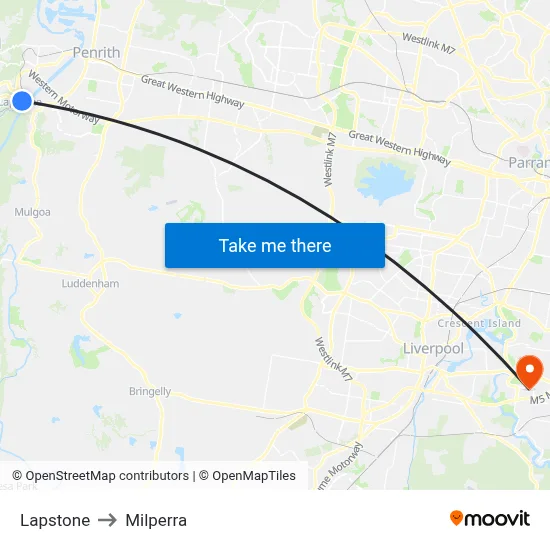 Lapstone to Milperra map