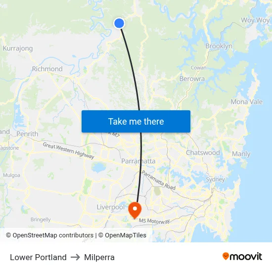 Lower Portland to Milperra map