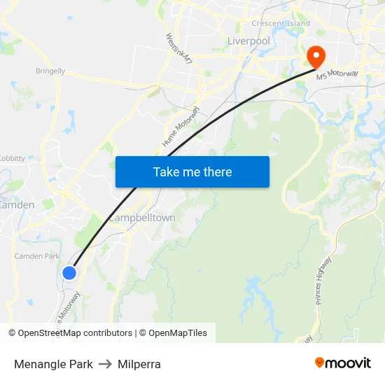 Menangle Park to Milperra map