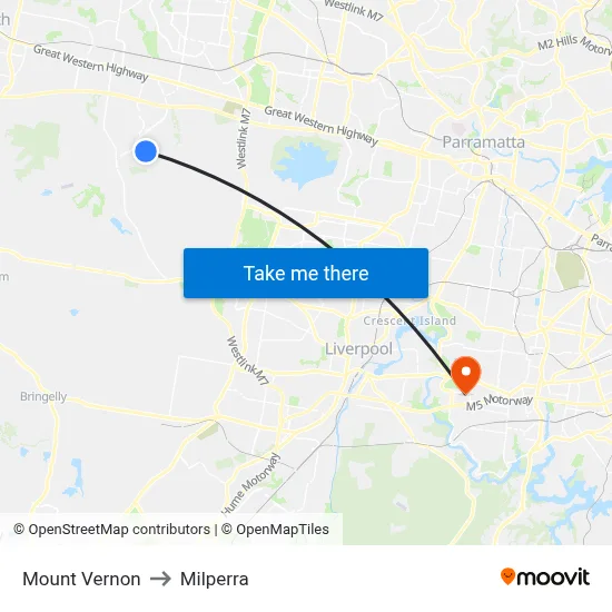 Mount Vernon to Milperra map