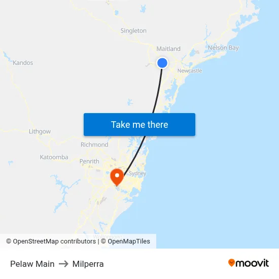 Pelaw Main to Milperra map