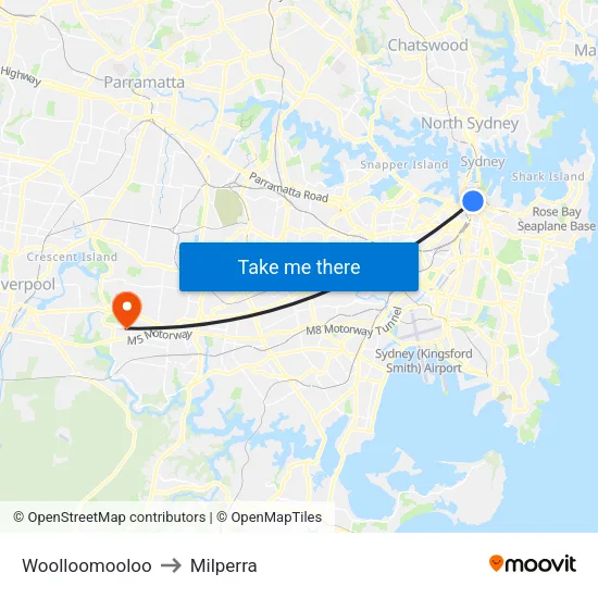 Woolloomooloo to Milperra map