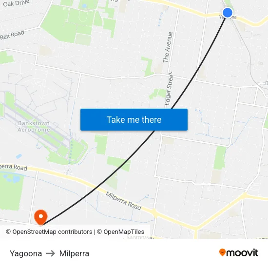 Yagoona to Milperra map
