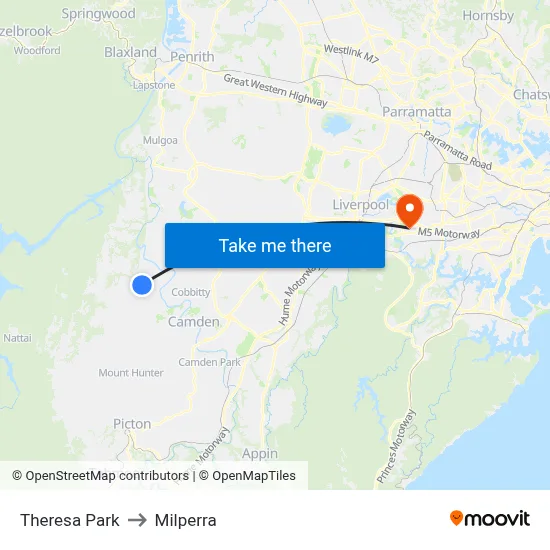 Theresa Park to Milperra map