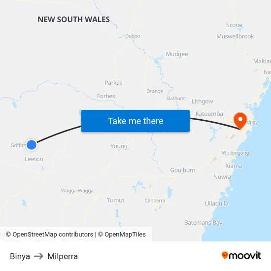Binya to Milperra map