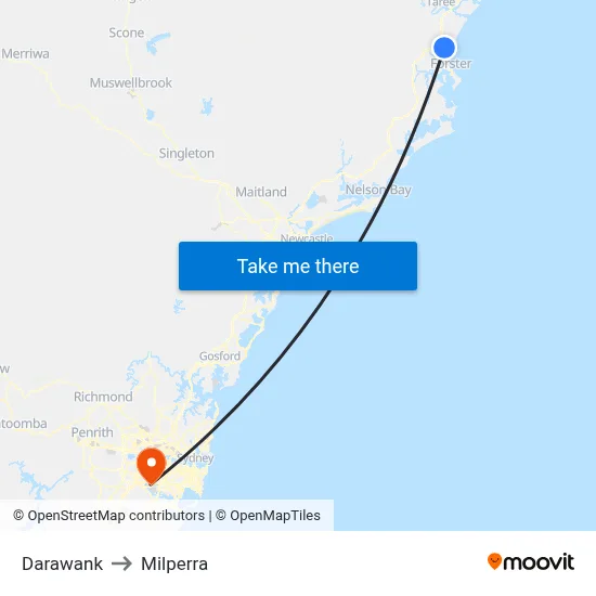 Darawank to Milperra map