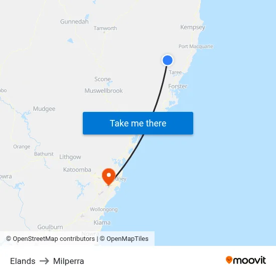 Elands to Milperra map