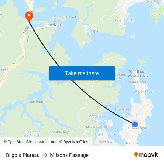 Bilgola Plateau to Milsons Passage map
