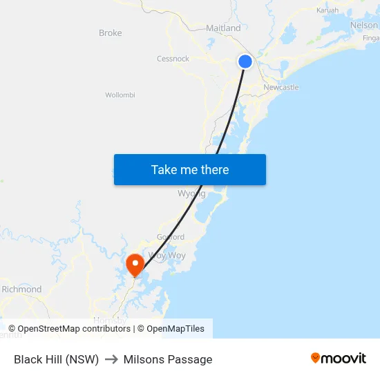 Black Hill (NSW) to Milsons Passage map