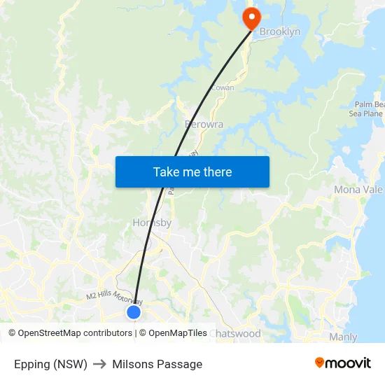 Epping (NSW) to Milsons Passage map