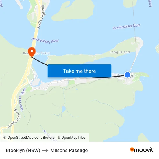 Brooklyn (NSW) to Milsons Passage map