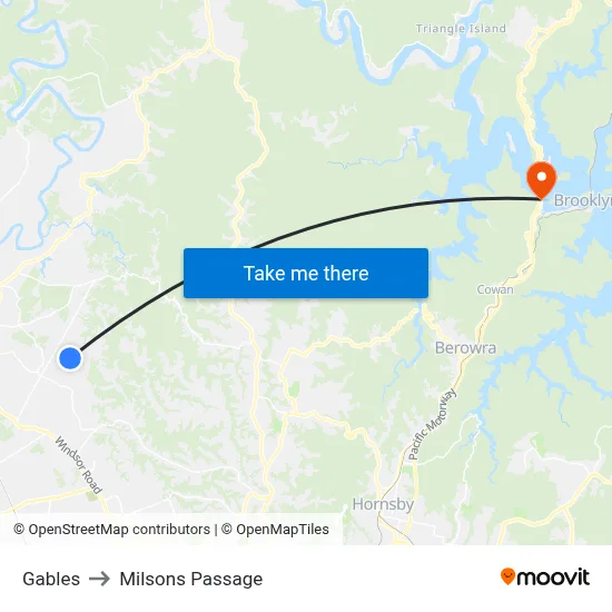 Gables to Milsons Passage map