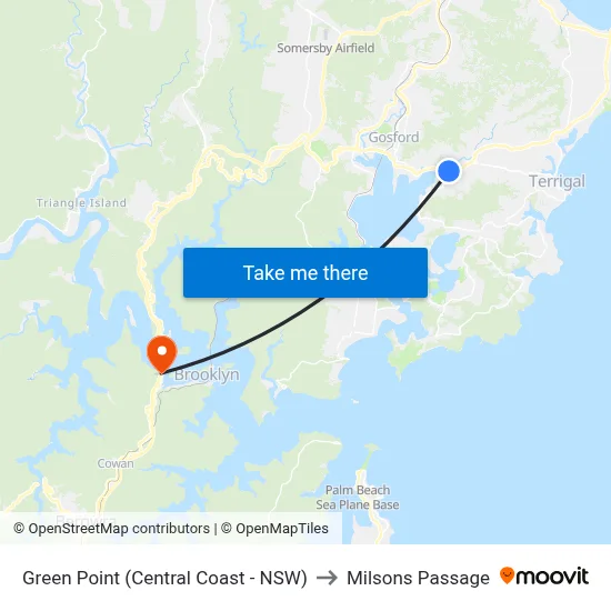 Green Point (Central Coast - NSW) to Milsons Passage map