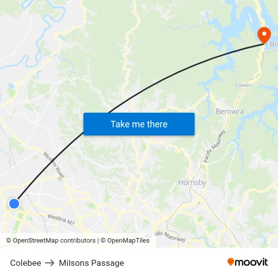 Colebee to Milsons Passage map