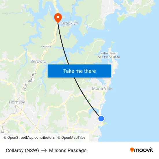 Collaroy (NSW) to Milsons Passage map