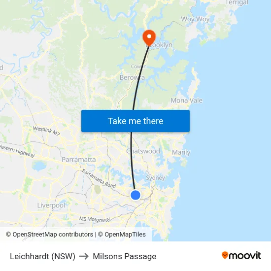Leichhardt (NSW) to Milsons Passage map