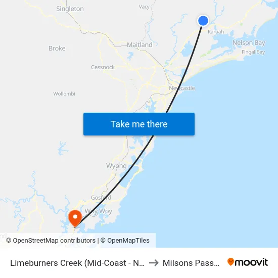 Limeburners Creek (Mid-Coast - NSW) to Milsons Passage map