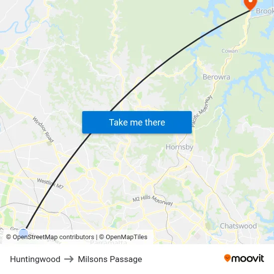 Huntingwood to Milsons Passage map