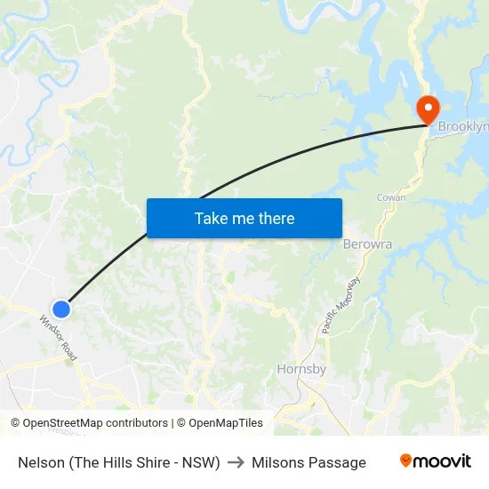 Nelson (The Hills Shire - NSW) to Milsons Passage map