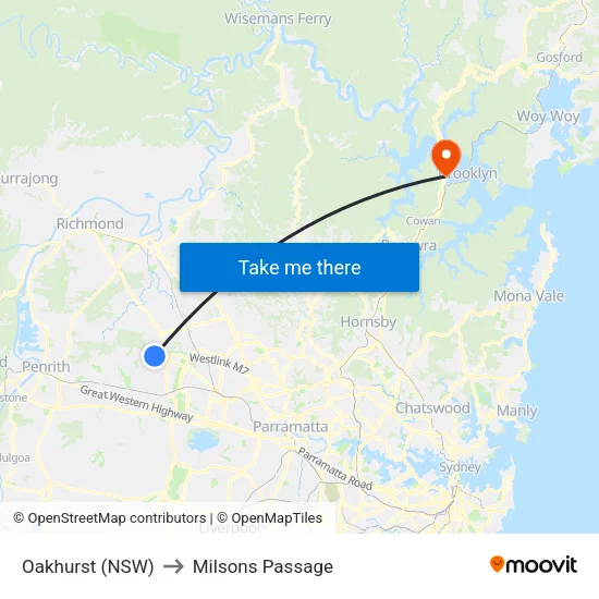 Oakhurst (NSW) to Milsons Passage map