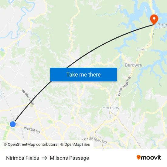 Nirimba Fields to Milsons Passage map