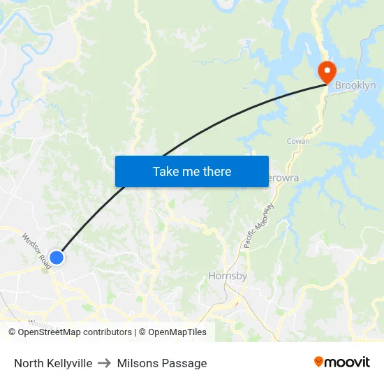 North Kellyville to Milsons Passage map