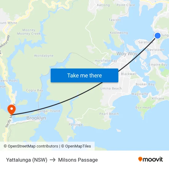 Yattalunga (NSW) to Milsons Passage map