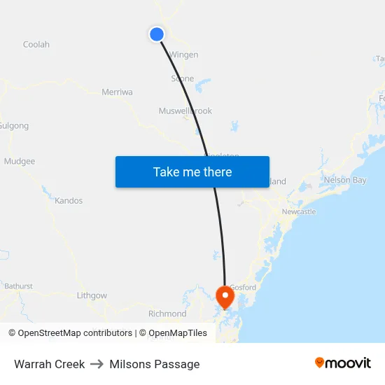 Warrah Creek to Milsons Passage map