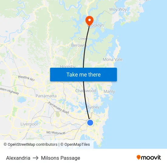 Alexandria to Milsons Passage map