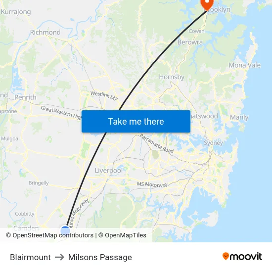Blairmount to Milsons Passage map