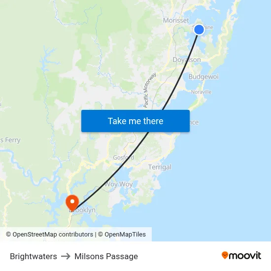 Brightwaters to Milsons Passage map