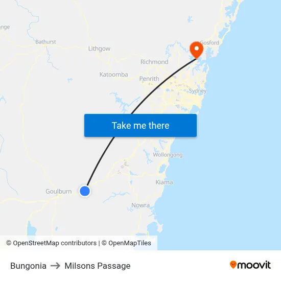 Bungonia to Milsons Passage map