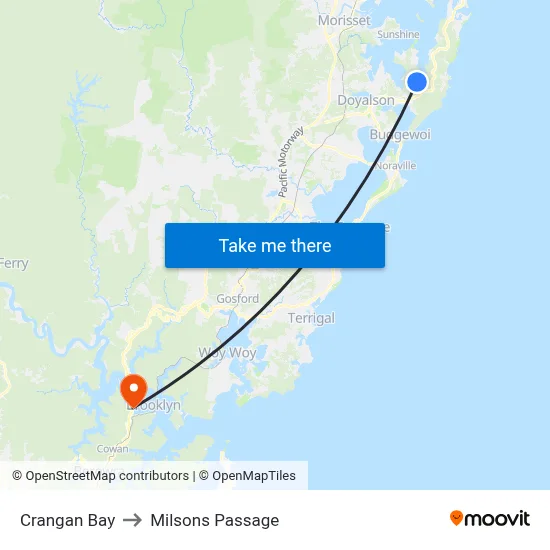 Crangan Bay to Milsons Passage map