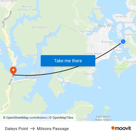 Daleys Point to Milsons Passage map