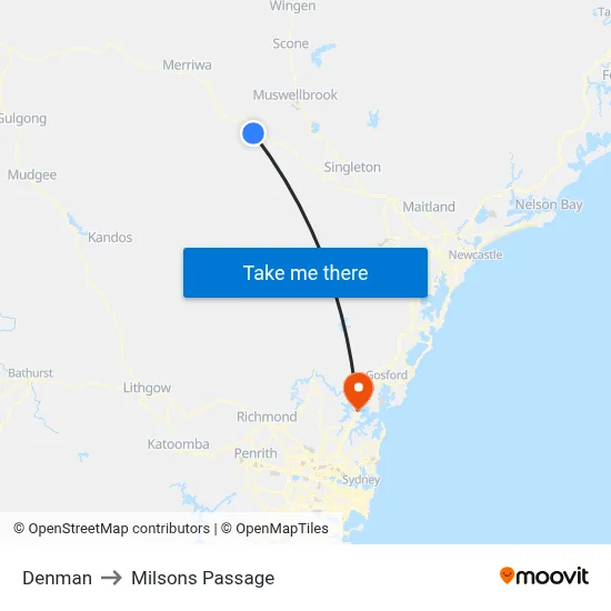 Denman to Milsons Passage map