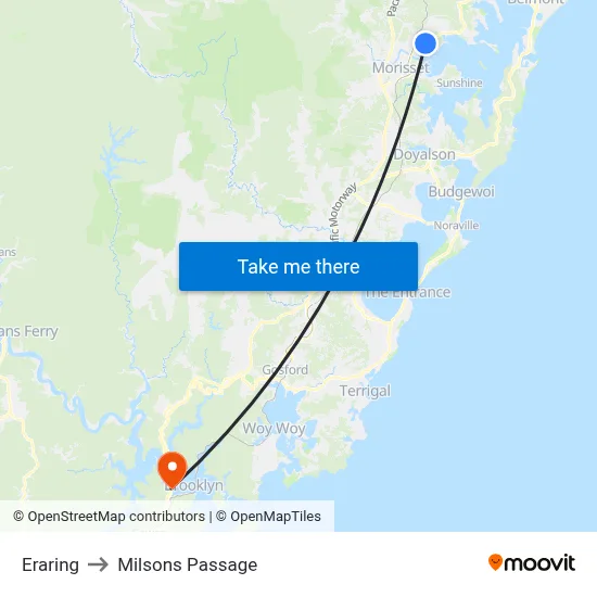 Eraring to Milsons Passage map