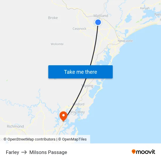 Farley to Milsons Passage map