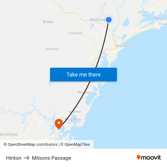 Hinton to Milsons Passage map