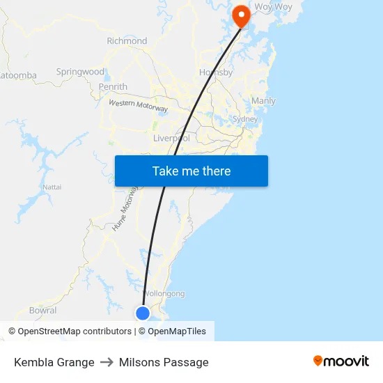 Kembla Grange to Milsons Passage map