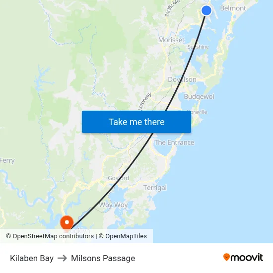 Kilaben Bay to Milsons Passage map