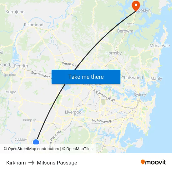 Kirkham to Milsons Passage map