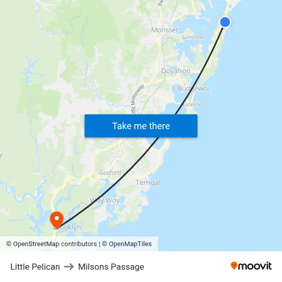 Little Pelican to Milsons Passage map