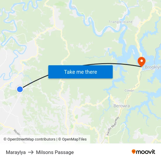 Maraylya to Milsons Passage map