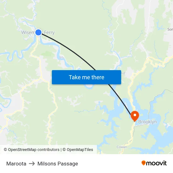 Maroota to Milsons Passage map