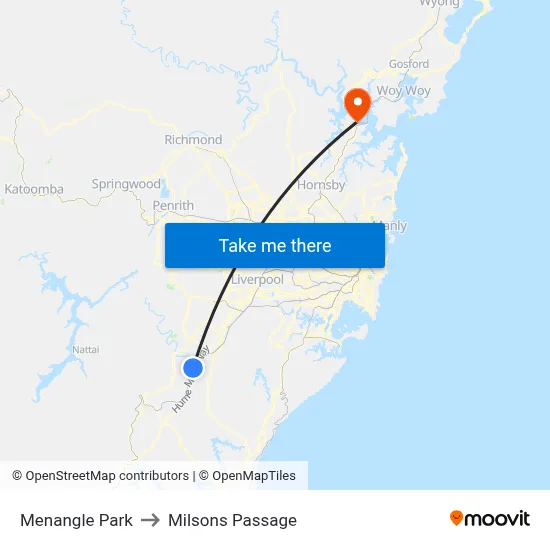 Menangle Park to Milsons Passage map