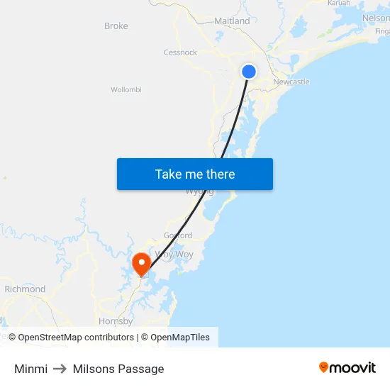 Minmi to Milsons Passage map