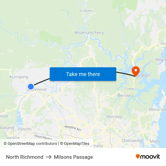 North Richmond to Milsons Passage map