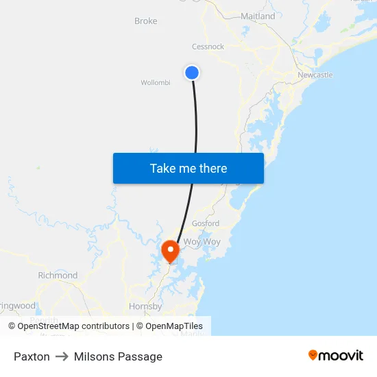 Paxton to Milsons Passage map