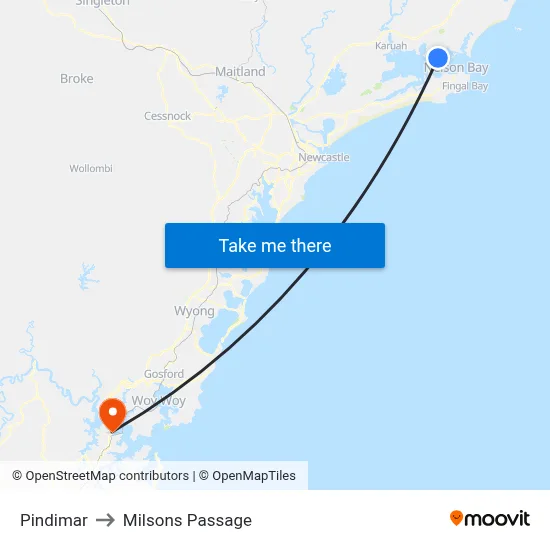 Pindimar to Milsons Passage map