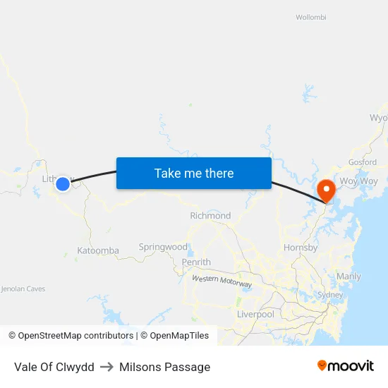 Vale Of Clwydd to Milsons Passage map